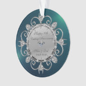 Silver Diamonds Green 50th Wedding Jubileum Ornament (voorkant)