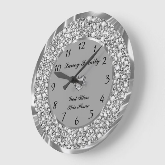 Silver Diamonds Heart 2 Grote klok (Hoek)