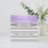 Silver Diamonds Lavender Paarse verjaardagsfeestje Kaart (Staand voorkant)