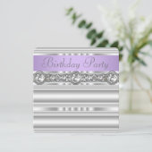 Silver Diamonds Lavender Paarse verjaardagsfeestje Kaart (Staand voorkant)
