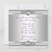 Silver Diamonds Lavender Paarse verjaardagsfeestje Kaart (Achterkant)