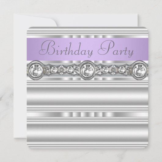 Silver Diamonds Lavender Paarse verjaardagsfeestje Kaart (Voorkant)