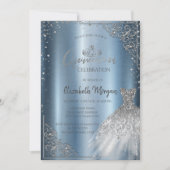 Silver Diamonds Lijst Jurk Quinceañera Kaart (Voorkant)