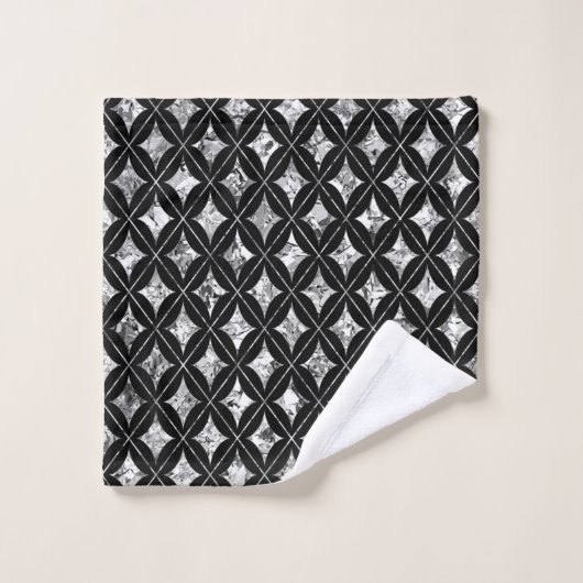 Silver Diamonds op Black Towel Set Bad Handdoek (Wasdoekje)