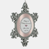 Silver Diamonds Roos Gold 10th Wedding Jubileum Tin Sneeuwvlok Ornament (Links)