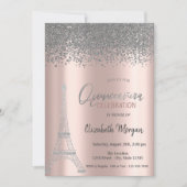 Silver Diamonds Roos Gold, Eiffeltoren Quinceanera Kaart (Voorkant)