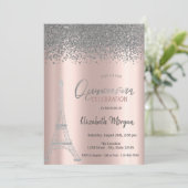 Silver Diamonds Roos Gold, Eiffeltoren Quinceanera Kaart (Staand voorkant)
