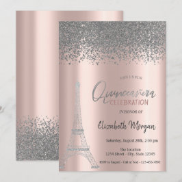 Silver Diamonds Roos Gold, Eiffeltoren Quinceanera Kaart