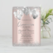 Silver Diamonds Roos Gold Quinceañera Kaart (Staand voorkant)