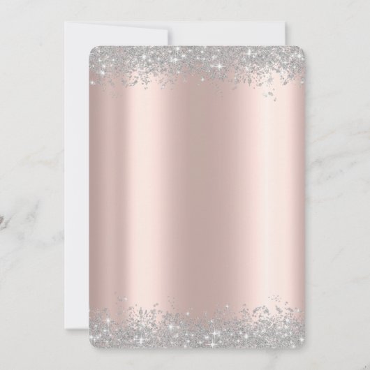 Silver Diamonds Roos Gold Quinceañera Kaart (Achterkant)