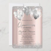 Silver Diamonds Roos Gold Quinceañera Kaart (Voorkant)