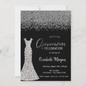 Silver Diamonds, Sequins Dress Black Quinceañera Kaart (Voorkant)