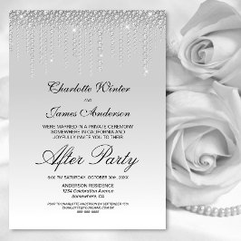 Silver Diamonds Wedding After Party Invitation Kaart