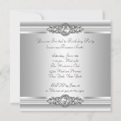 Silver Diamonds White Ivory Cream Birthday Party Kaart (Achterkant)