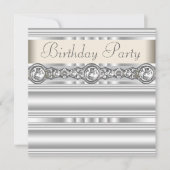 Silver Diamonds White Ivory Cream Birthday Party Kaart (Voorkant)