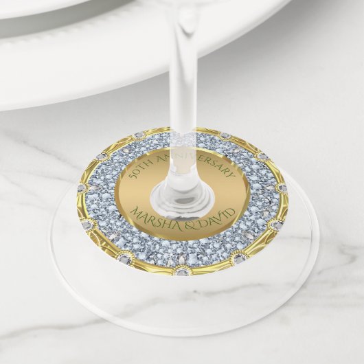 Silver Diamonds Wijnglaslabel (Dichtbij)