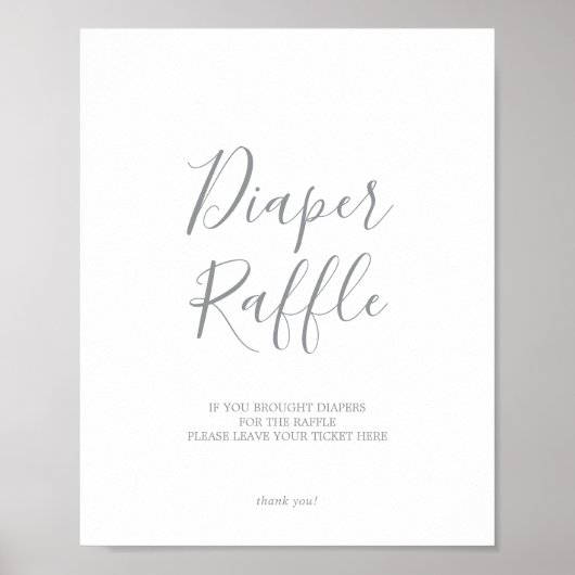 Silver Diaper Raffle Baby shower Sign Poster (Voorkant)