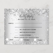 Silver dinner menu choise wedding RSVP card (Voorkant)