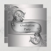 Silver Diploma Black Graduation Party Kaart (Voorkant / Achterkant)