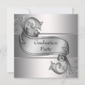 Silver Diploma Black Graduation Party Kaart (Voorkant)