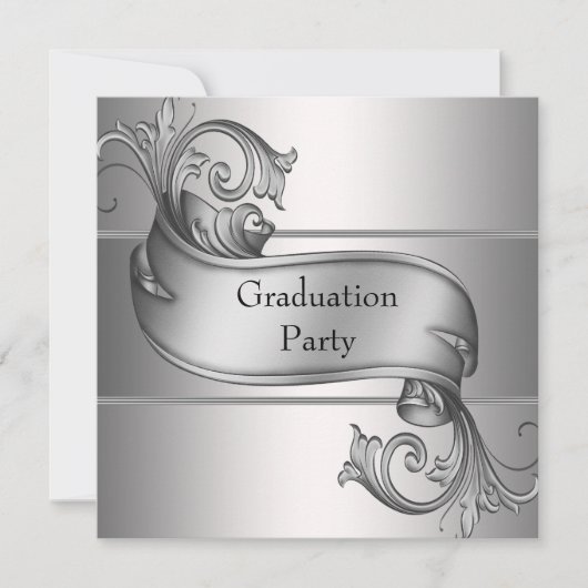 Silver Diploma Black Graduation Party Kaart (Voorkant)