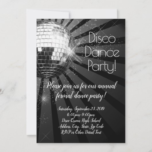 Silver Disco Ball 70s Prom Formal Dance Party Kaart (Voorkant)