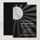 Silver Disco Ball Bat Mitzvah Kaart (Voorkant / Achterkant)