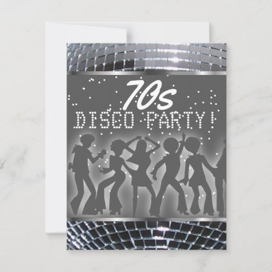 Silver Disco Ball Dance Party | Retro 70-partij Kaart (Voorkant)