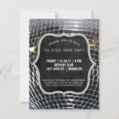 Silver Disco Ball Dance Party | Retro 70-partij Kaart (Achterkant)