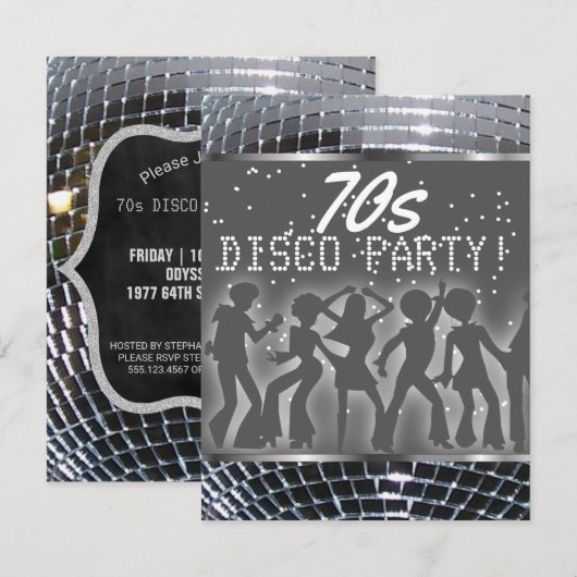 Silver Disco Ball Dance Party | Retro 70-partij Kaart (Voorkant / Achterkant)