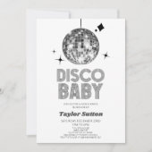 Silver Disco Ball 'Disco Baby' Baby shower Kaart (Voorkant)