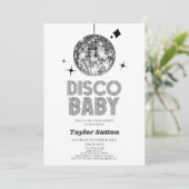 Silver Disco Ball 'Disco Baby' Baby shower Kaart (Staand voorkant)