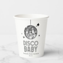 Silver Disco Ball 'Disco Baby' Baby shower Papieren Bekers