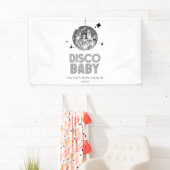 Silver Disco Ball 'Disco Baby' Baby shower Spandoek (Insitu)