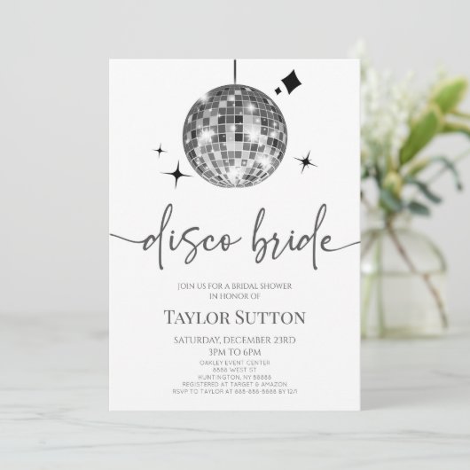 Silver Disco Ball Disco Bride Vrijgezellenfeest Kaart (Staand voorkant)