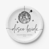 Silver Disco Ball Disco Bride Vrijgezellenfeest Papieren Bordje (Voorkant)