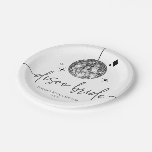 Silver Disco Ball Disco Bride Vrijgezellenfeest Papieren Bordje (Gekanteld)