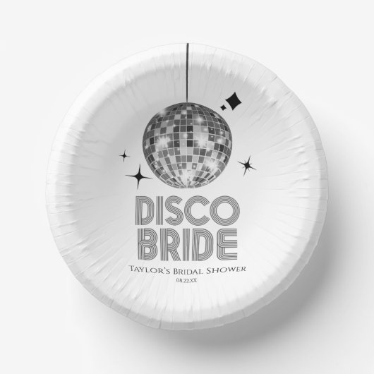 Silver Disco Ball Disco Bride Vrijgezellenfeest Papieren Kommen (Voorkant)