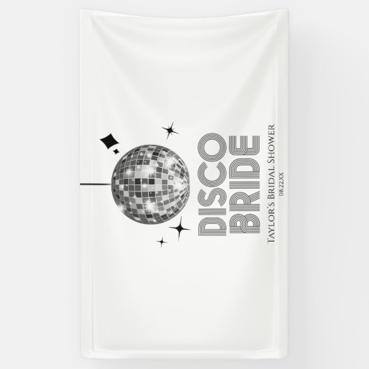 Silver Disco Ball Disco Bride Vrijgezellenfeest Spandoek (Verticaal)