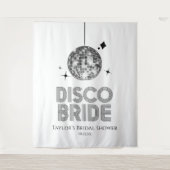 Silver Disco Ball Disco Bride Vrijgezellenfeest Wandkleed (Voorkant)