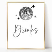 Silver Disco Ball Drinken Tafelteken Poster