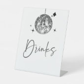 Silver Disco Ball Drinken Tafelteken Reclamebord Met Voetstuk (Voorkant)
