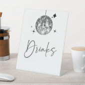 Silver Disco Ball Drinken Tafelteken Reclamebord Met Voetstuk (Insitu)