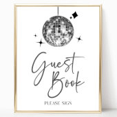 Silver Disco Ball Gastenboek Feestbord Poster