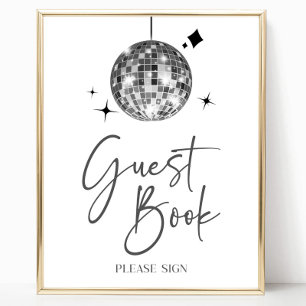 Silver Disco Ball Gastenboek Feestbord Poster