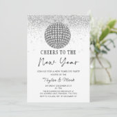 Silver Disco Ball juicht oudejaarsavond feest Kaart (Staand voorkant)