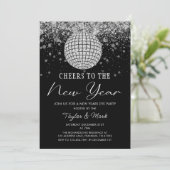 Silver Disco Ball juicht oudejaarsavond feest Kaart (Staand voorkant)