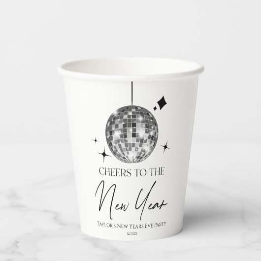 Silver Disco Ball juicht oudejaarsavond feest Papieren Bekers (Achterkant)