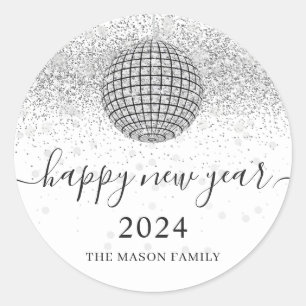 Silver Disco Ball juicht oudejaarsavond feest Ronde Sticker