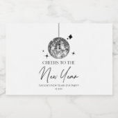 Silver Disco Ball juicht oudejaarsavond feest Sparkling Wijnetiket (Enkel label)